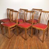 Ensemble de 6 chaises de salle à manger en bois sixties