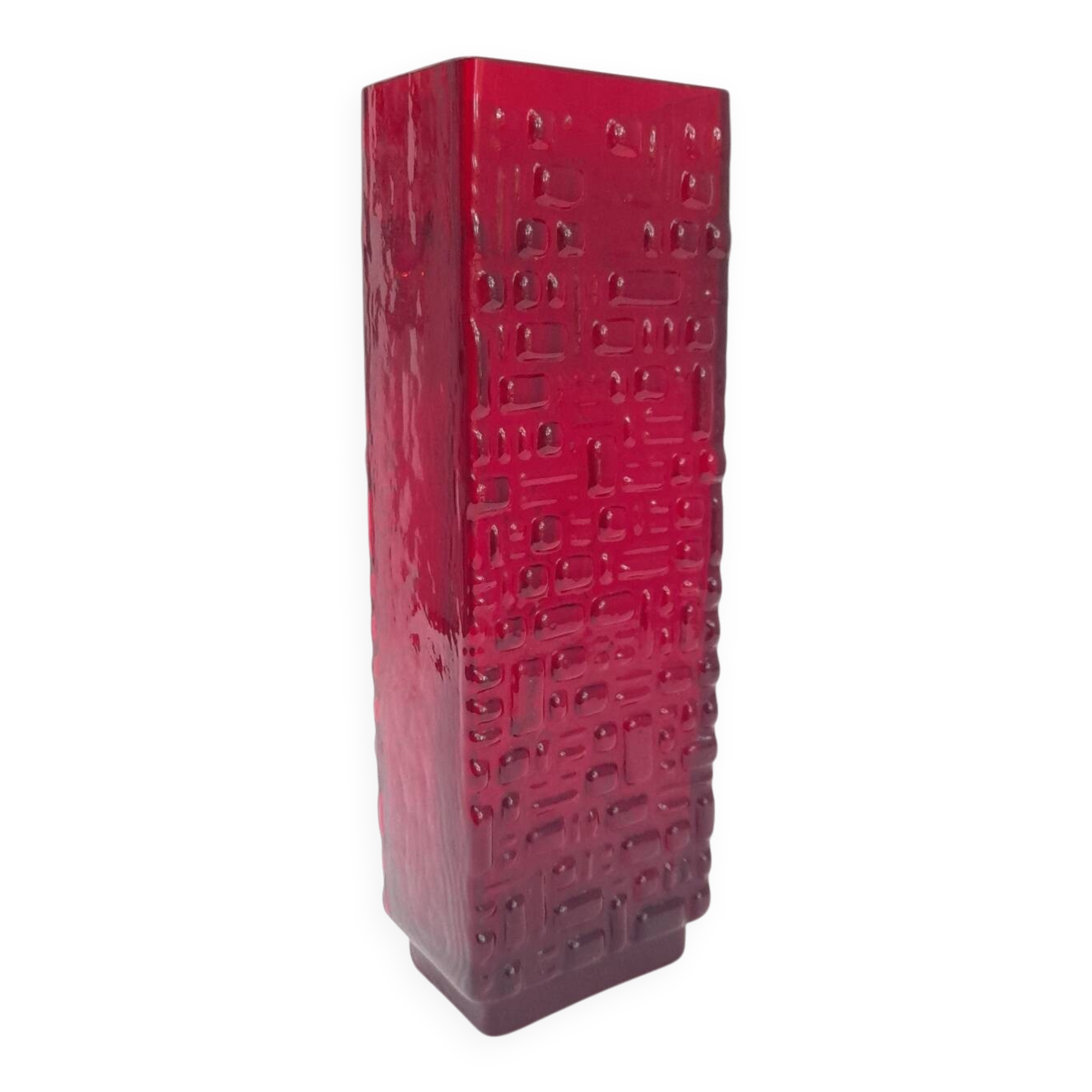 Brutalist glass vase by Emil Funcke for Gral Glass