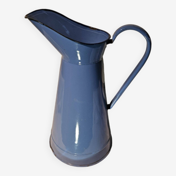 Large old blue enamelled pitcher