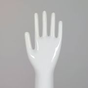 Pair of authentic vintage jewellery displays in industrial porcelain representing hands.
