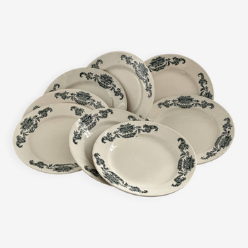 8 assiettes plates, service Lutèce - Longchamp, Terre de fer