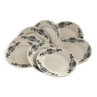 8 flat plates, service Lutetia - Longchamp, Terre de fer