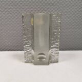 Pukeberg Walther Glass rectangular “solifleur” glass vase with one stem.