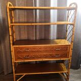 Wood and rattan shelf in 1950