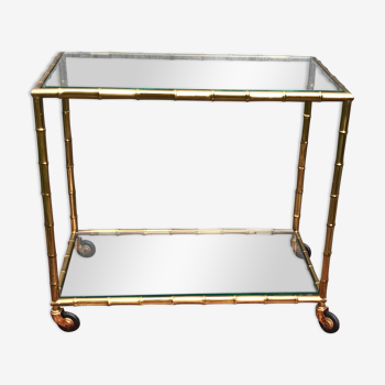 ROLLING TABLE CONSOLE IN GOLD METAL IMITATION BAMBOO DESIGN XXEME BRAND RL