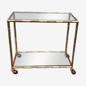 Table roulante console en métal doré imitation bambou design xxeme marque rl