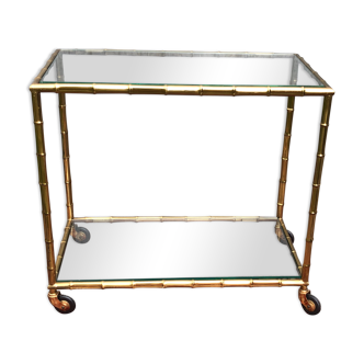 ROLLING TABLE CONSOLE IN GOLD METAL IMITATION BAMBOO DESIGN XXEME BRAND RL
