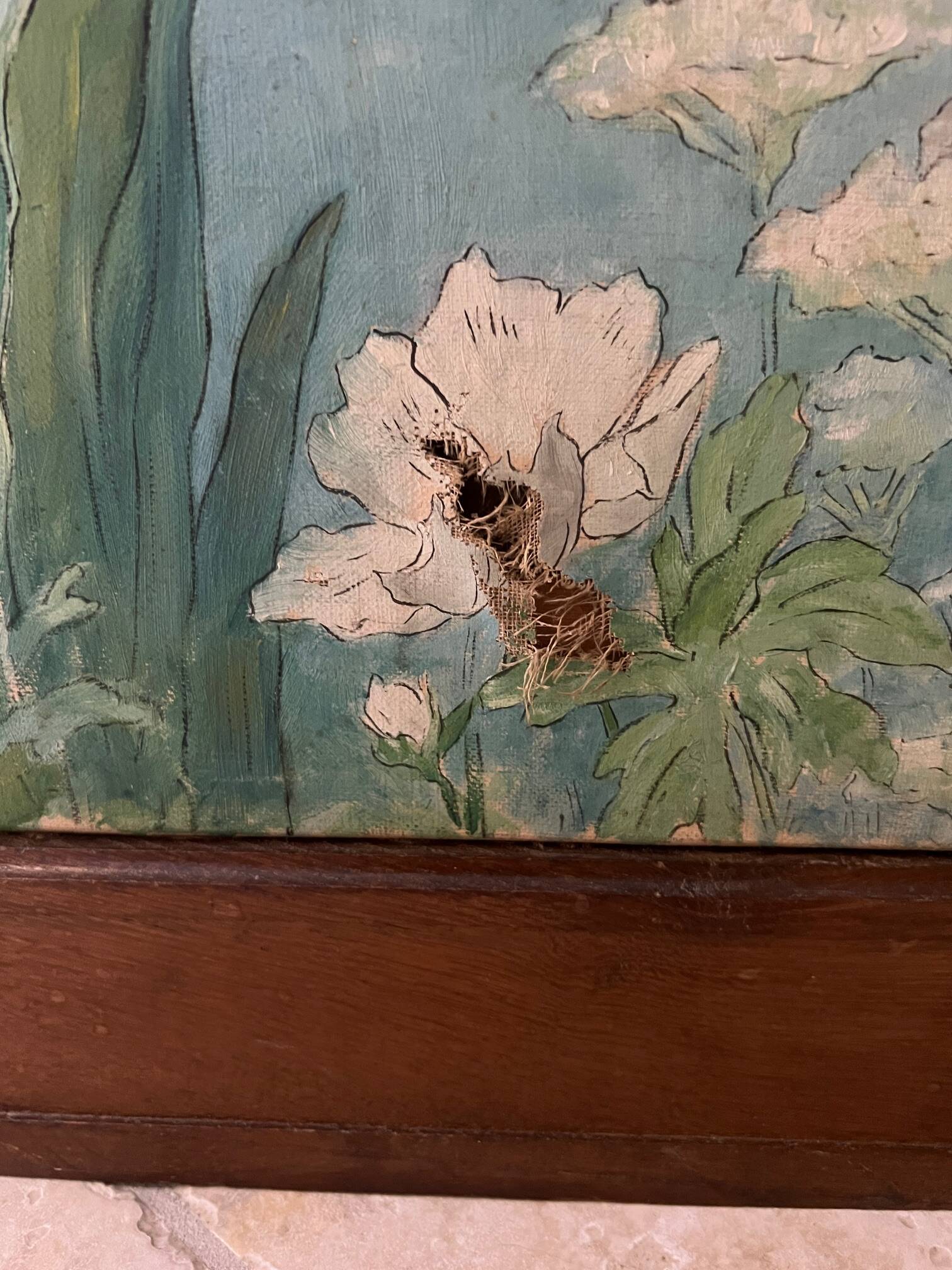 Art Nouveau screen 1900 floral decoration