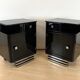Art Deco Bedside Cabinets in Black Lacquer & Chrome, France, 1930, Set of 2
