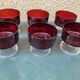 Set of 6 dessert bowls / vintage ruby red glass glasses