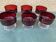 Set of 6 dessert bowls / vintage ruby red glass glasses