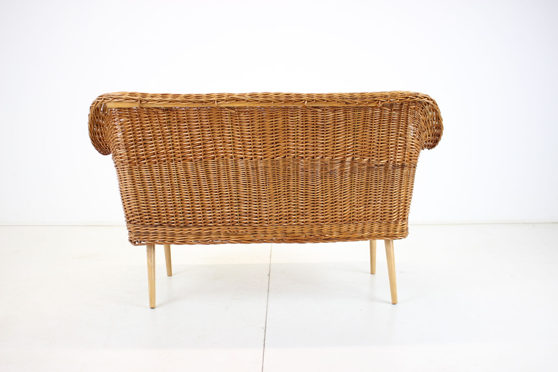1970s Two-Seater Rattan Sofa by Uluv, Czechoslovakia