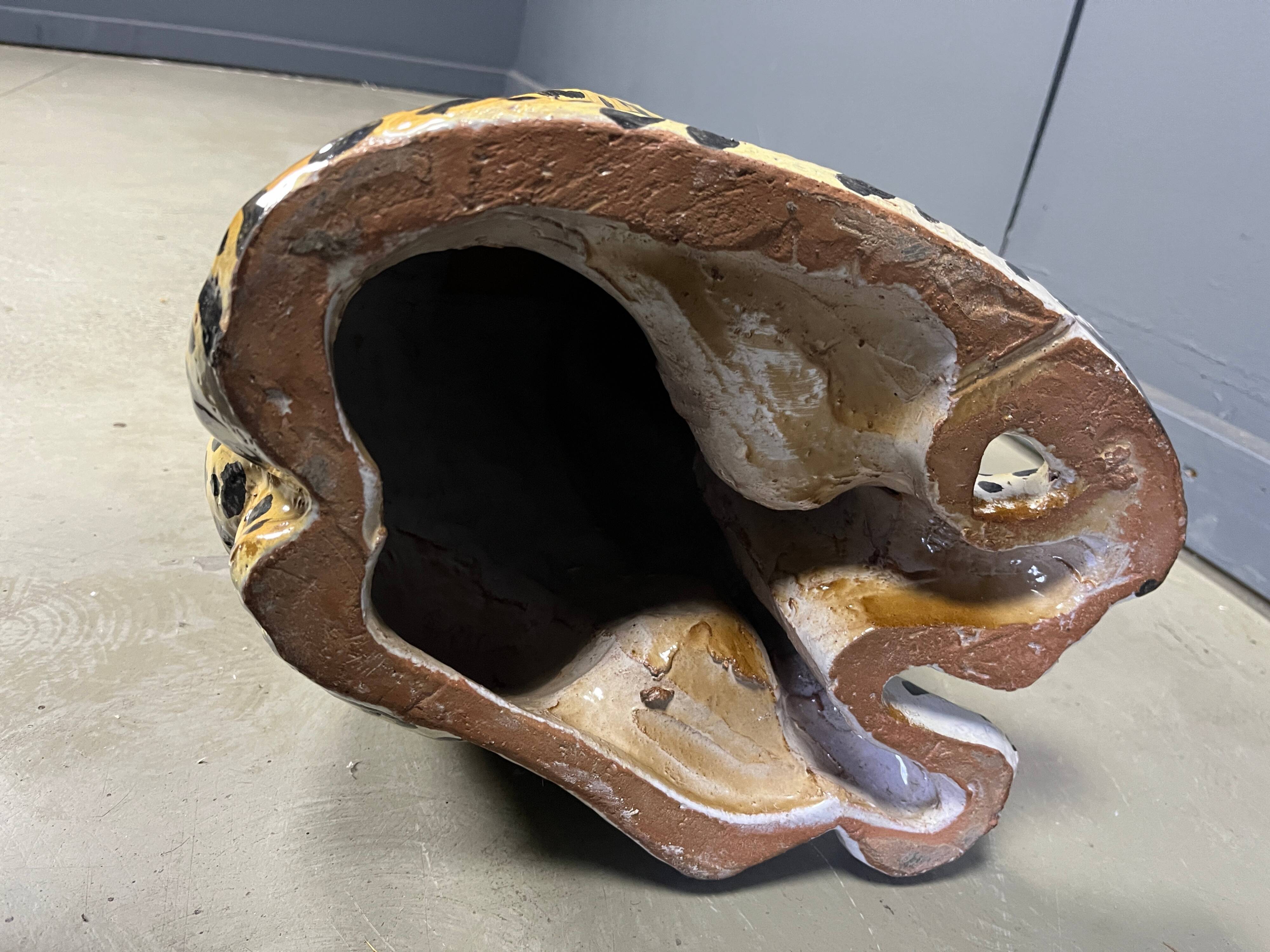 Pair of glazed terracotta leopard figures, Italian, 1960s.