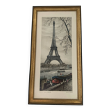 Vintage lithograph by Ortiz Alfau - Paris - the Eiffel Tower