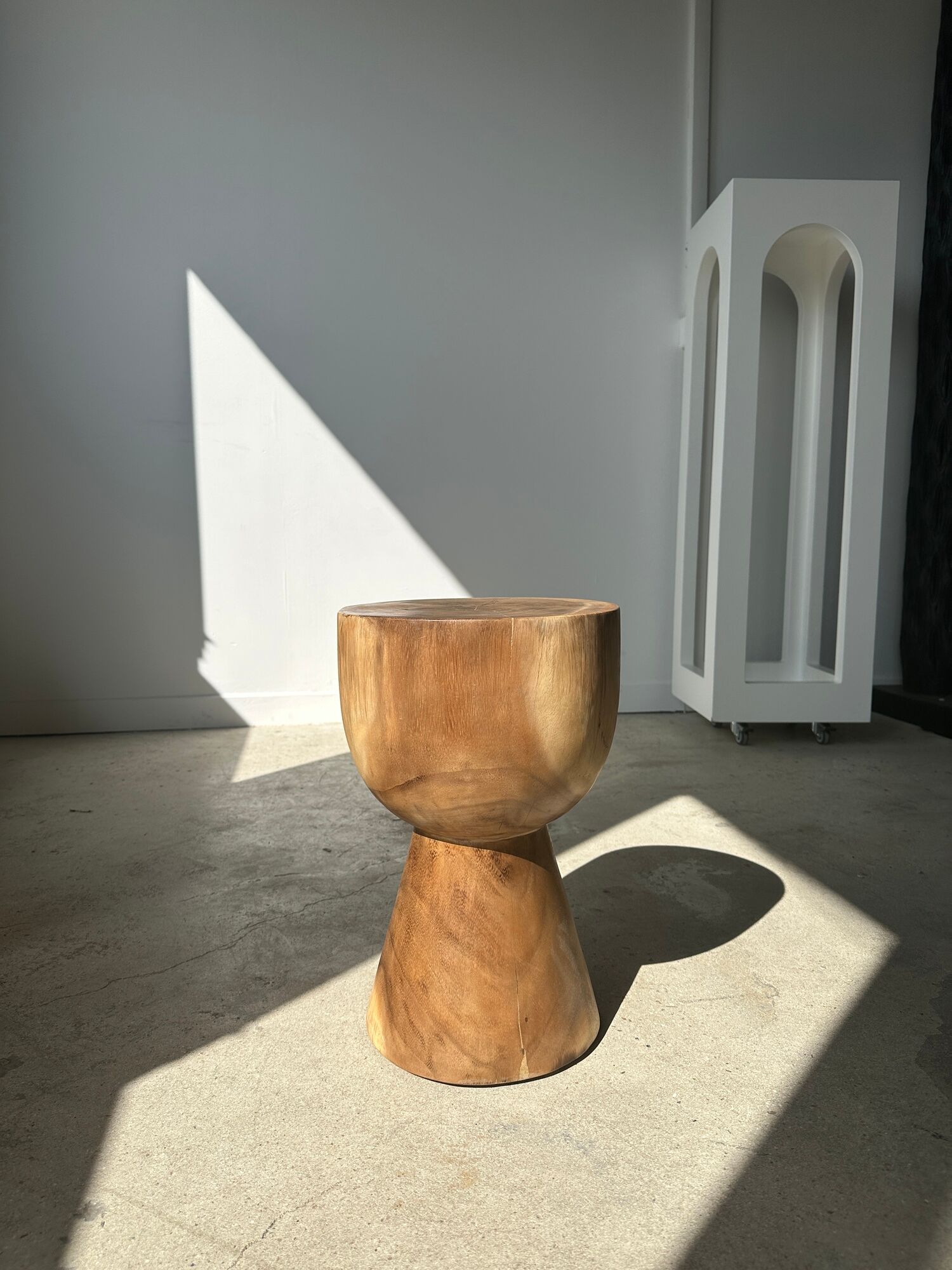 End of sofa, stool, modular furniture in monoxyl suar