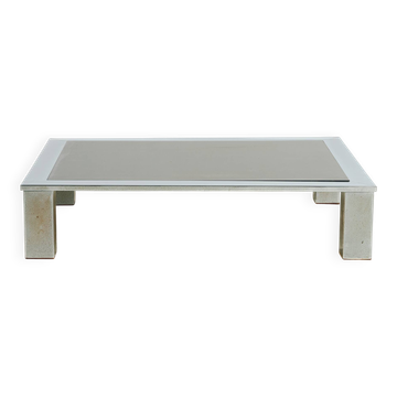 Chrome and glass coffee table.