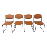 4 vintage sleigh chairs from the 70s, in designer chrome metal