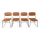 4 vintage sleigh chairs from the 70s, in designer chrome metal