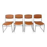 4 vintage sleigh chairs from the 70s, in designer chrome metal
