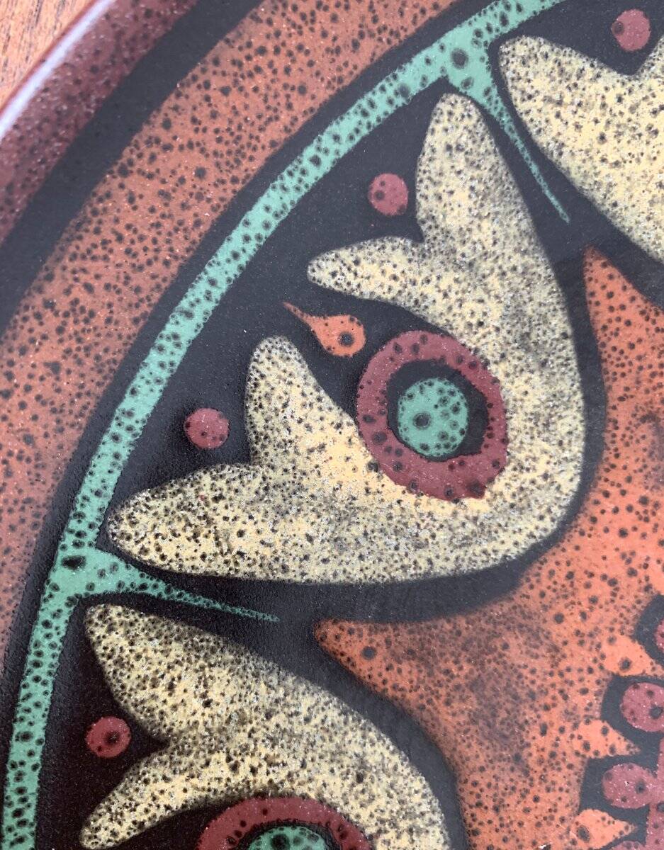 Vintage German ceramic wall plate from Keramik Manufaktur Kupfermühle, 1970s.