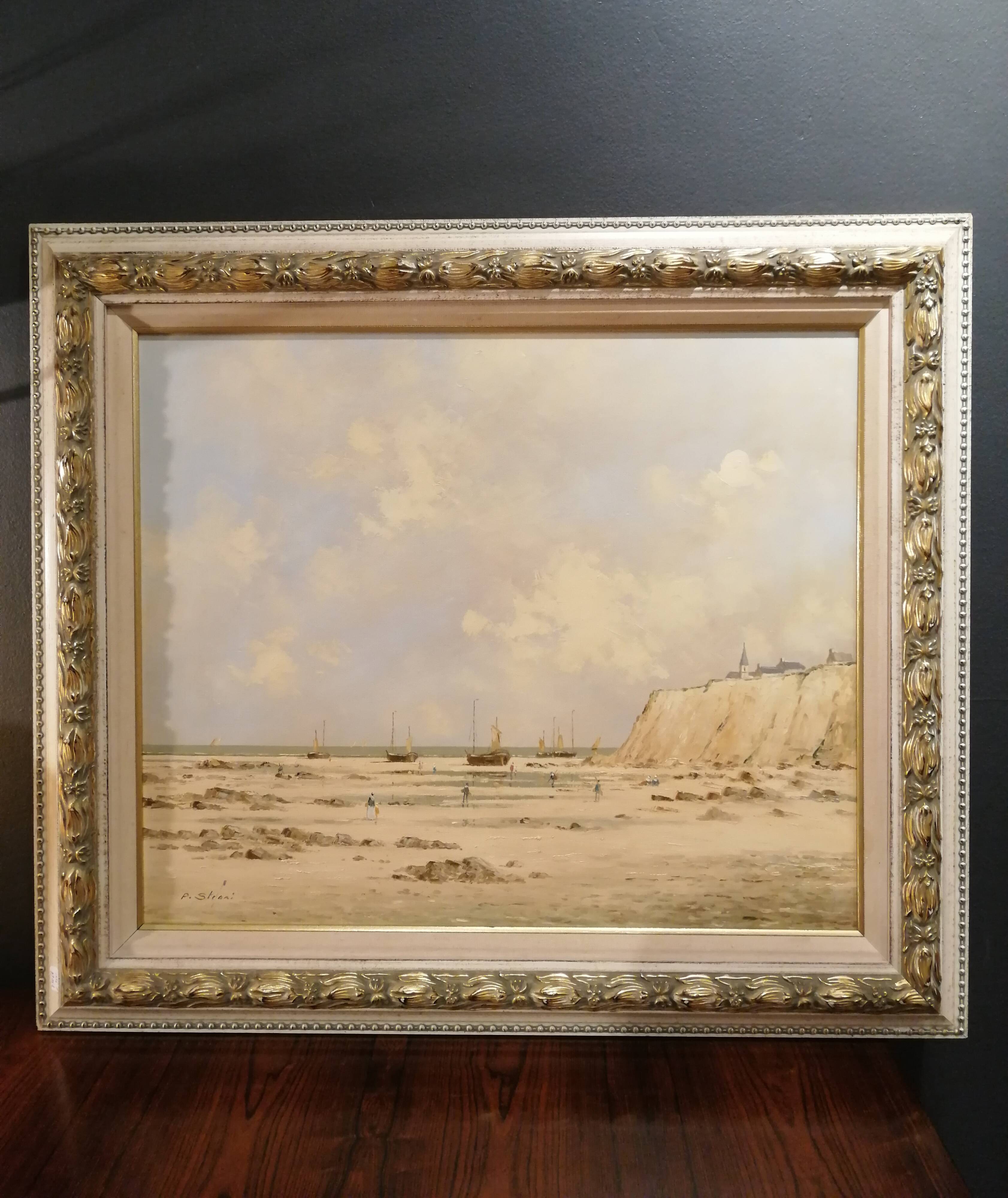 Painting entitled "the cliff at low tide" by Pierre Stefani