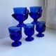 Set of 5 shells model hens in glass color royal blue 70s