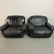 Large Set of Italian Space Age Black Leather Lounge Chairs with Brass