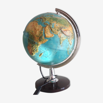 Globe terrestre lumineux en relief par Rico Italie vintage années 60-70