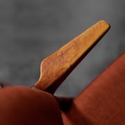 Vintage scandinavian modern oak & crimson fabric nya flugan armchairs from bröderna anderssons