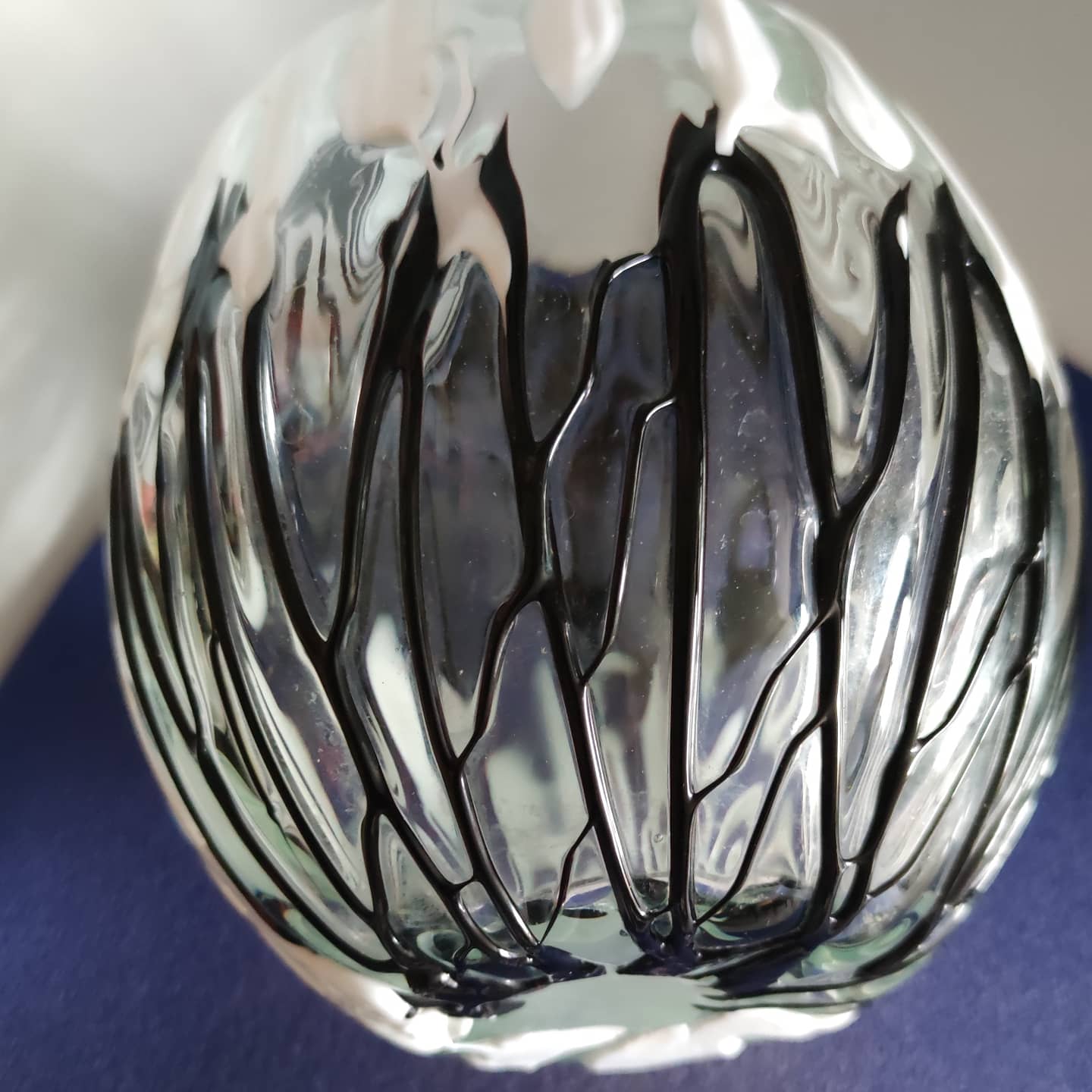 Spherical vase in glass and glass paste, circa 1970