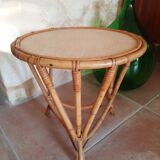 Rattan pedestal table