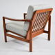 Fauteuil scandinave original des années 60, designer Z. Baczyk, couleur grise délicate, bois de teck