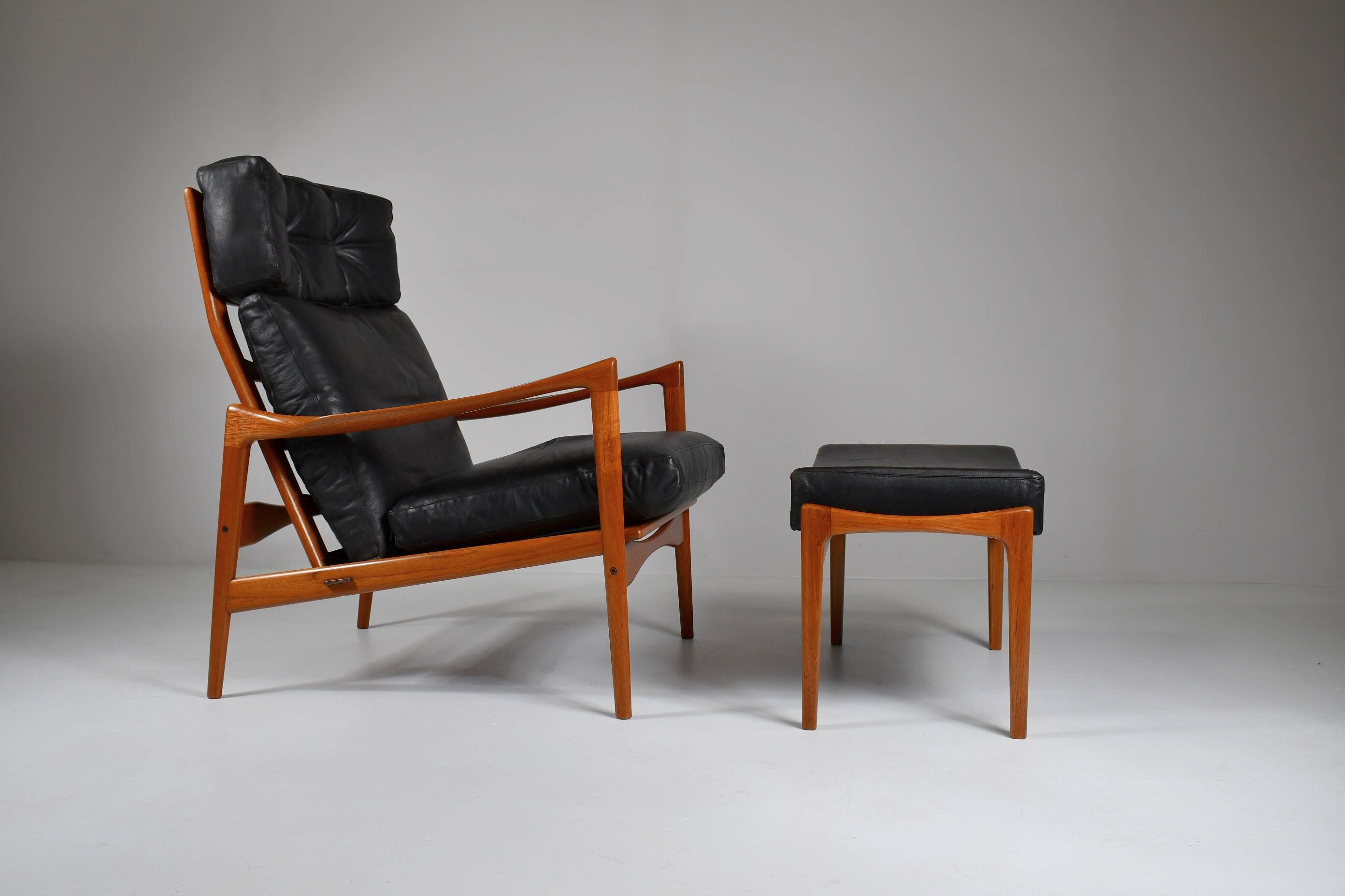 Armchair and footrest by Ib Kofod-Larsen for OPE, Sweden