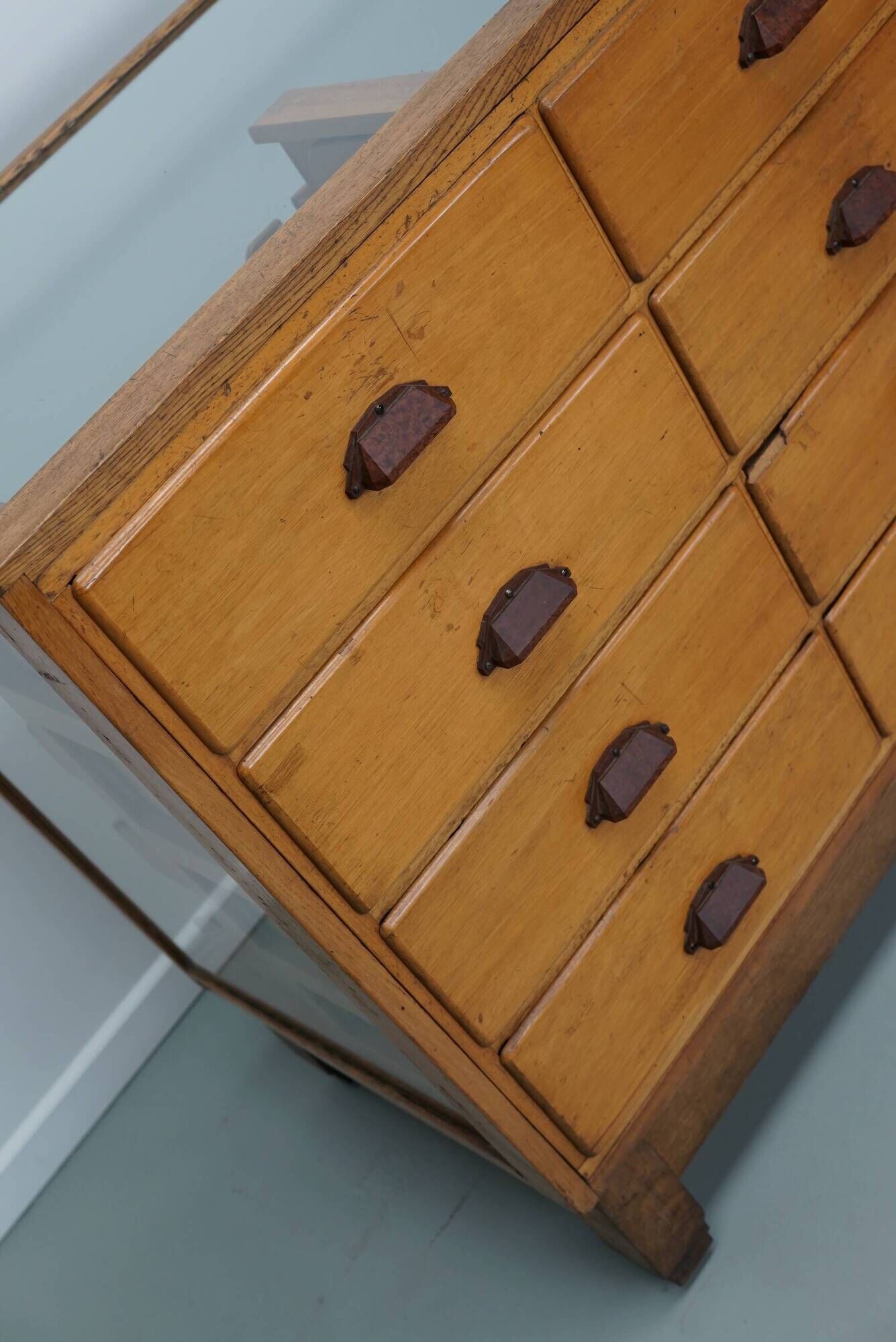 Antique British Maple & Oak Haberdashery Cabinet or Shop Counter, 1920/30s