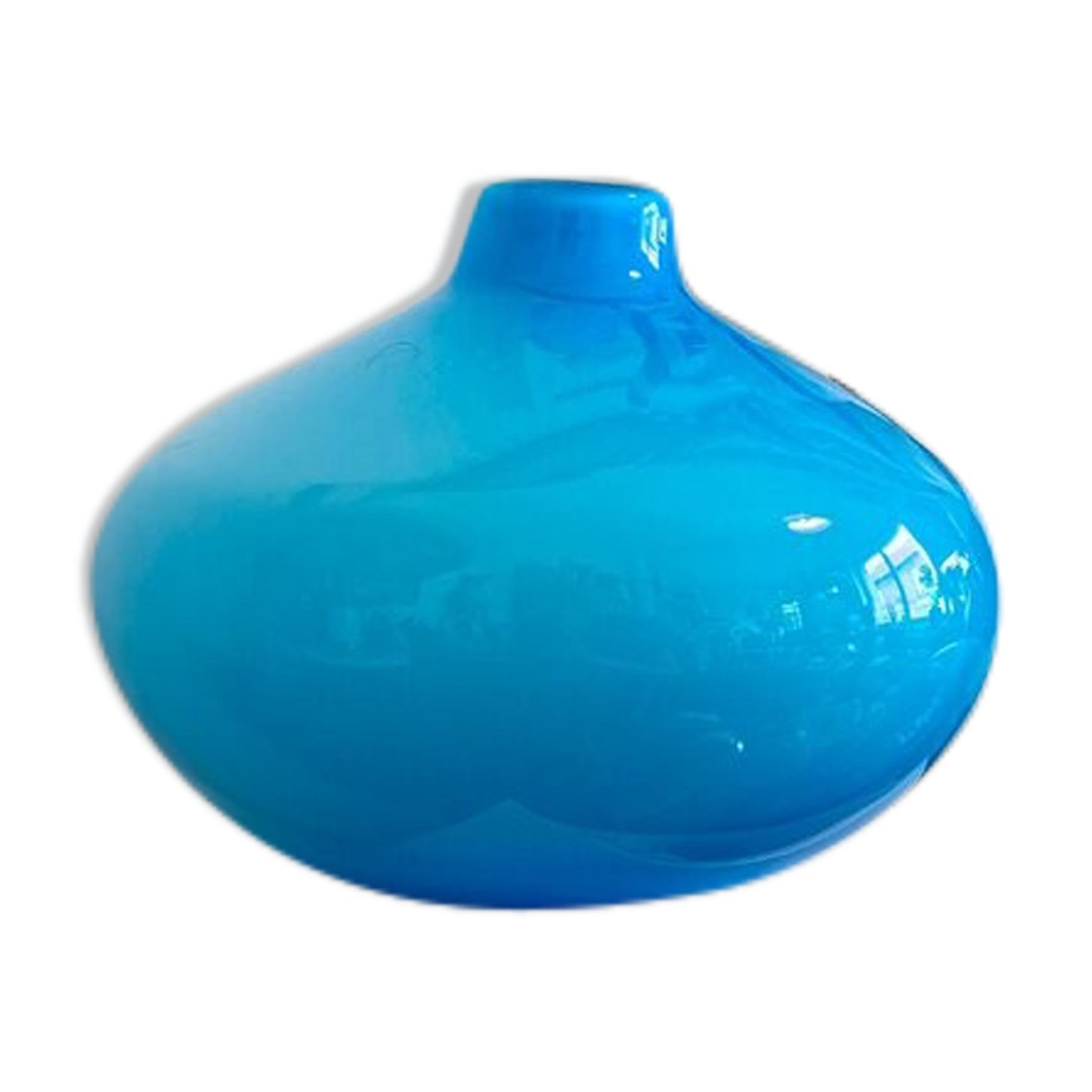 Blue opaline ball vase