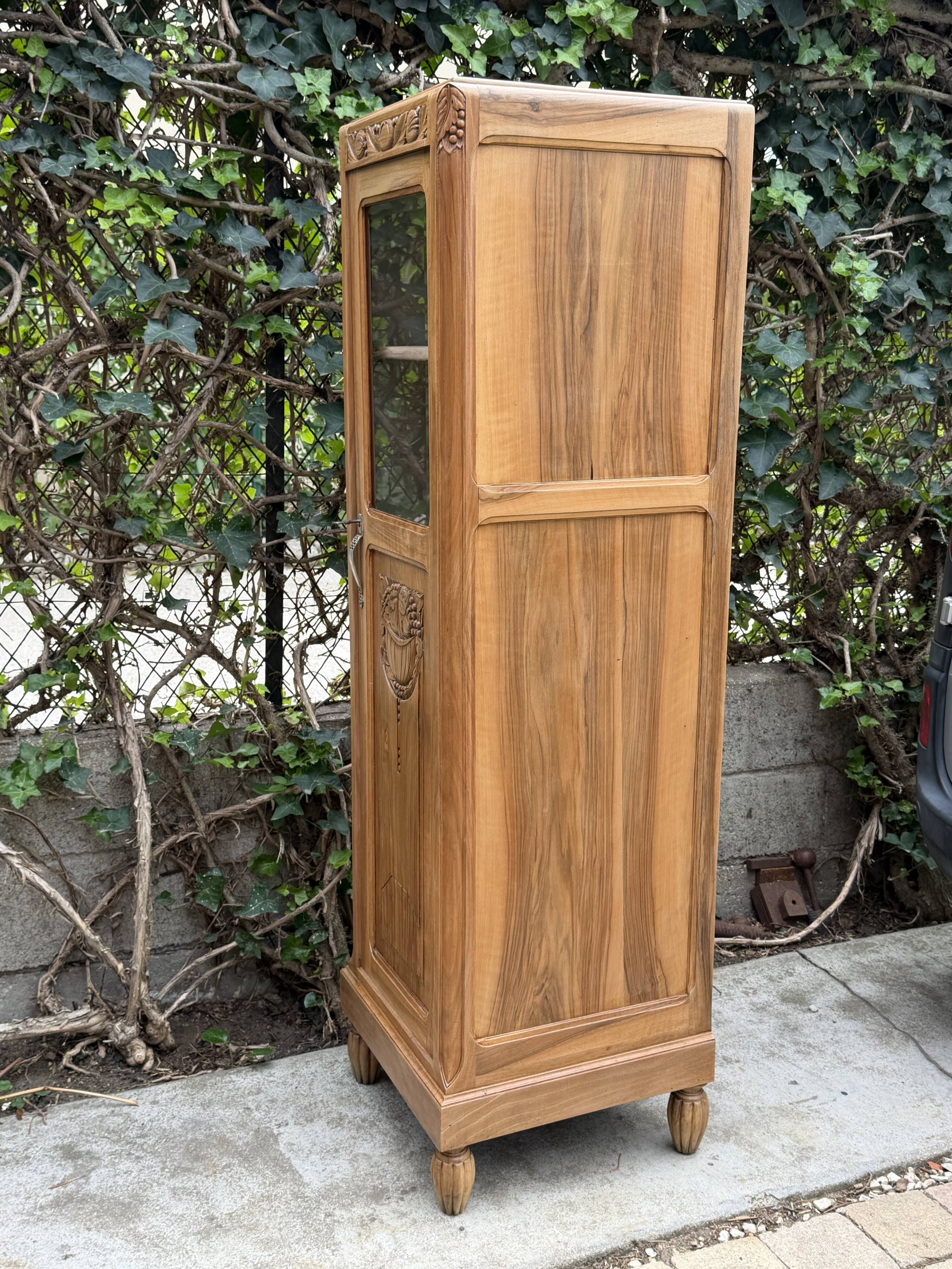 Rare pair of Art Deco glass columns in solid walnut – renovated