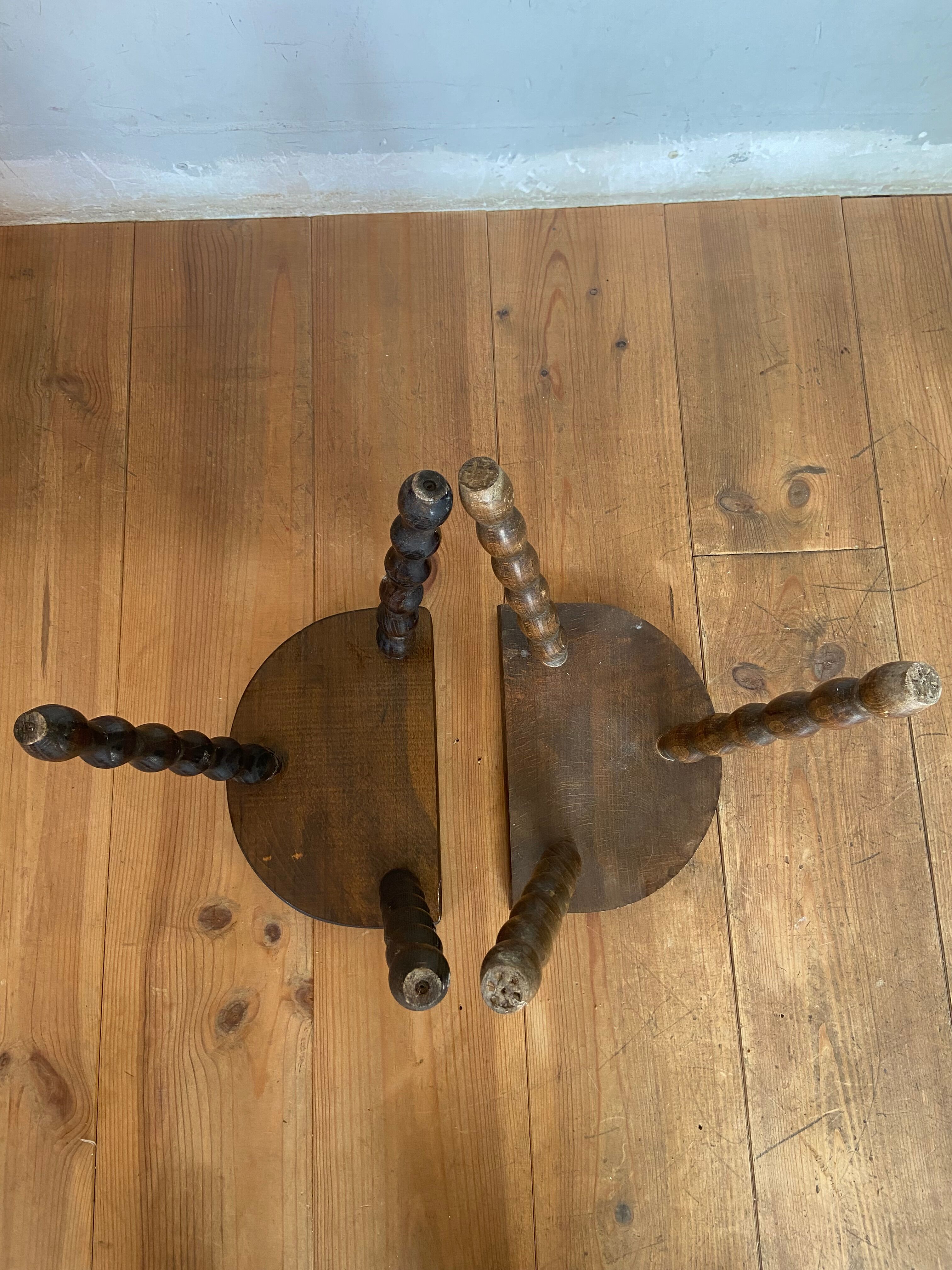 Pair of old low slag stools