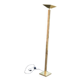 Square Art Deco vintage halogen floor lamp in gilded brass