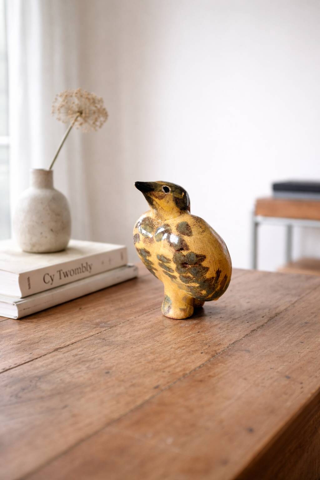 Decorative bird in glazed earthenware, Europe, around 1960.