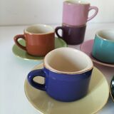 Vintage multicoloured triangular espresso set