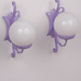 Appliques en fer forgé et sphères en verre x2