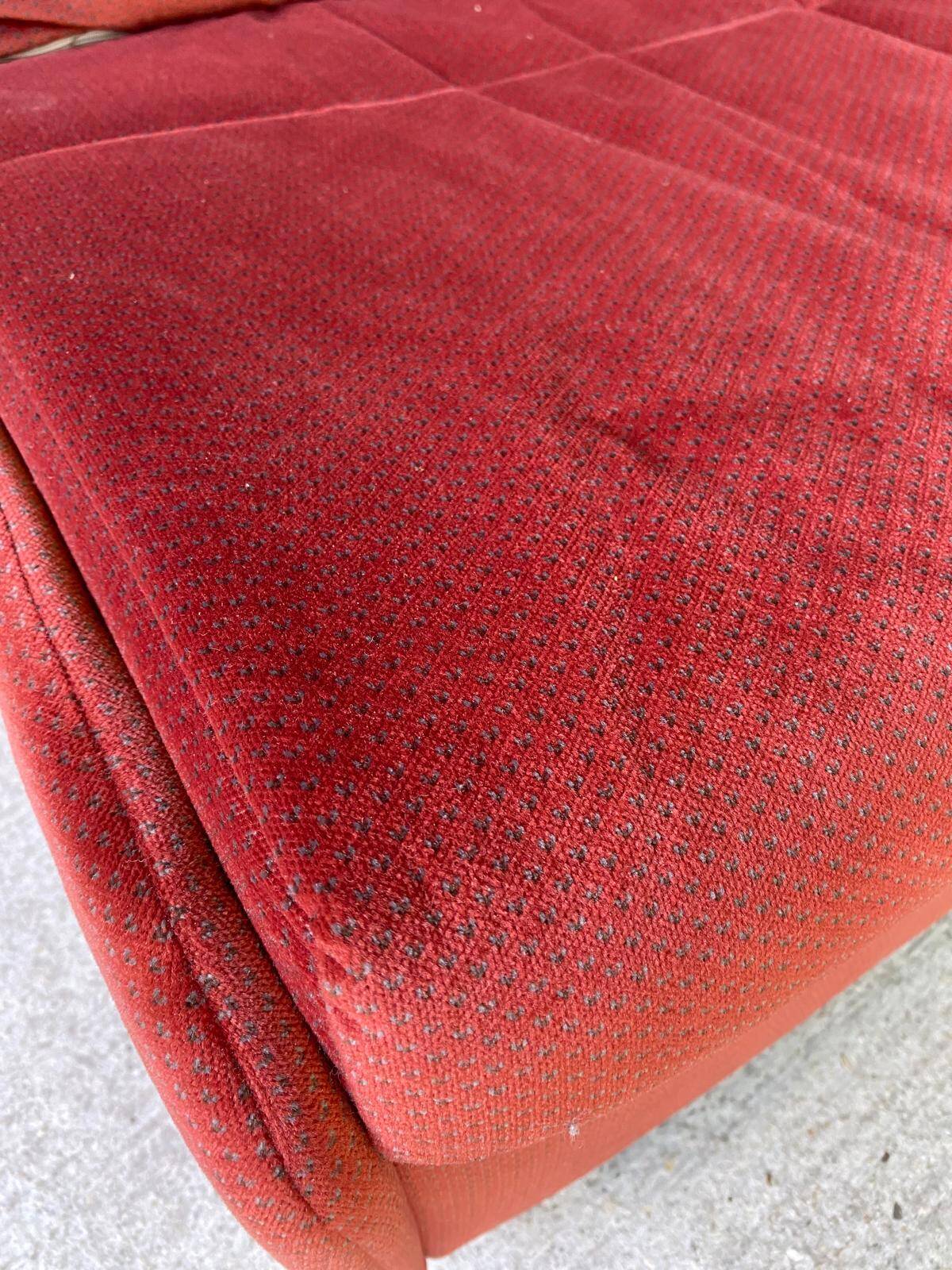 Scandinavian convertible sofa bed, 1-seater, in burgundy velvet with polka dots, 1930s