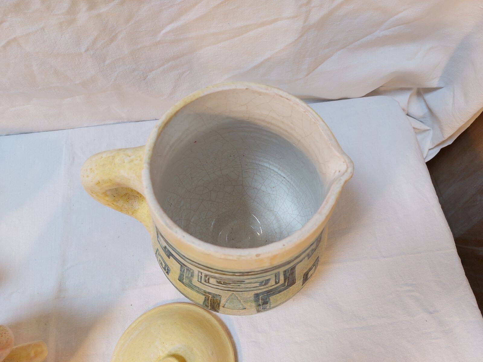 Vintage sangria service in handmade ceramic – 1970s – signed
