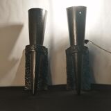 Paire d'appliques coniques en fer forgé, médiéval, électrifié en 1960