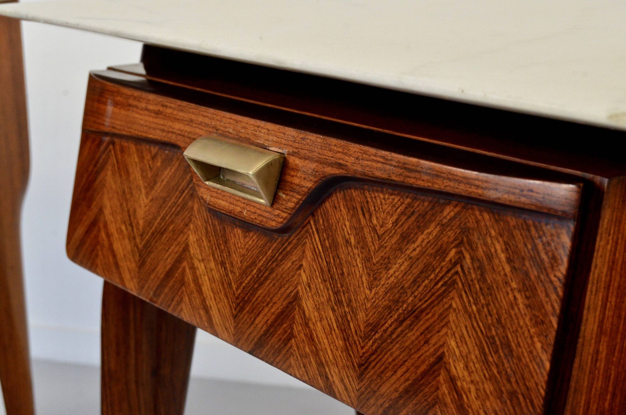 Set of 2 Italian Midcentury Rosewood and carrara bedsides tables