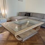 Table basse en bois et verre