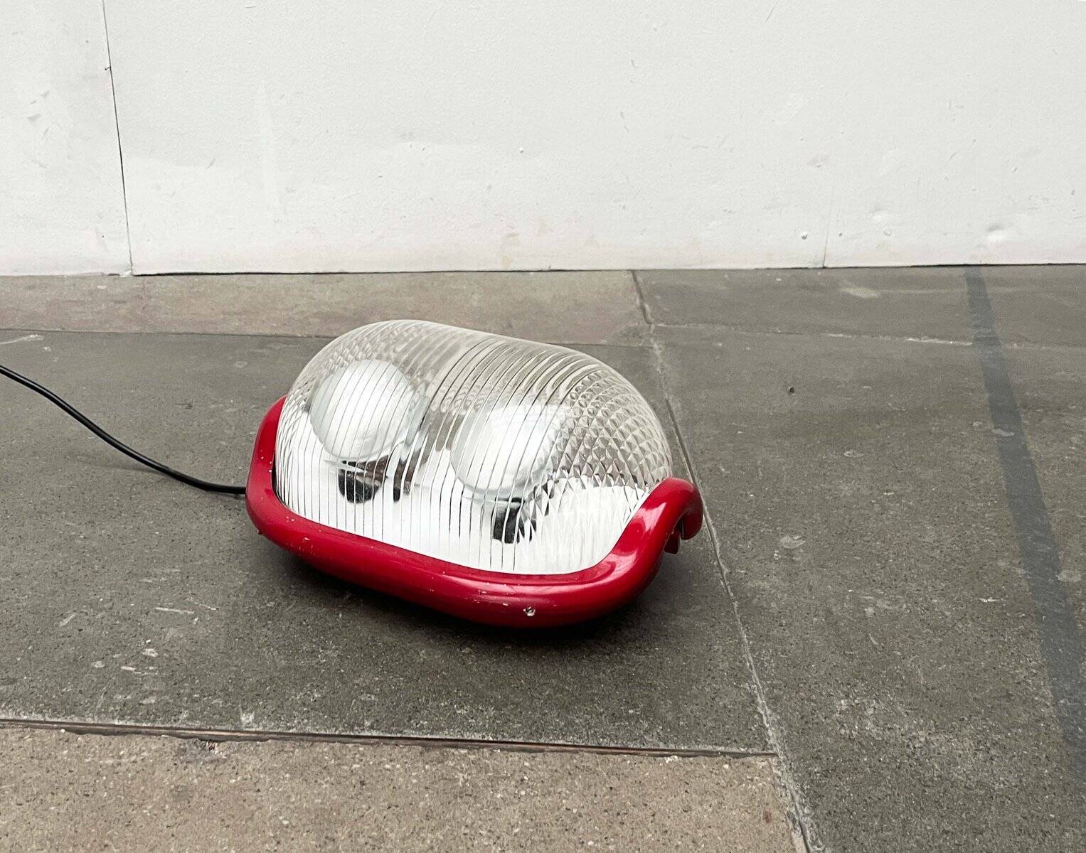 Red Walnut Floor Lamp Model by Achille Castiglioni for Flos, 1970s Mid-Century Modern Italy