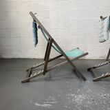 Set of 2 blue sun loungers