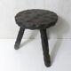 vintage brutalist solid oak tripod stool