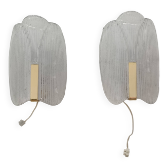 Pair of wall lights by Carl Fagerlund for Orrefors 1970s